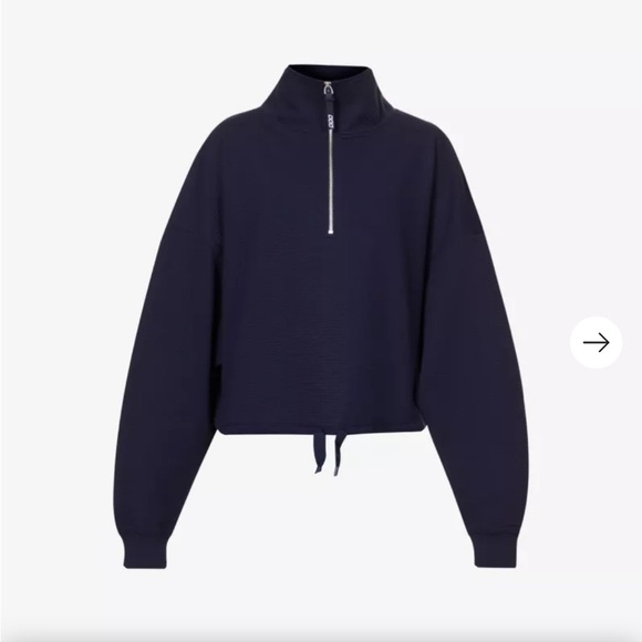 Lorna Jane Quarter Zip Ribbed Funnel Neck Top French Navy NWT $117 - Picture 4 of 8